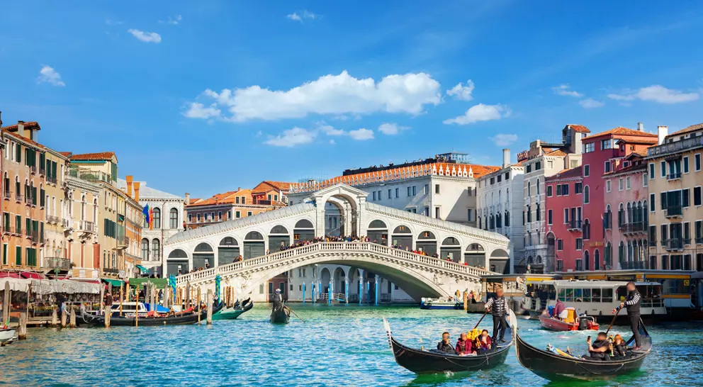 Grand canal on sunny day in Venice