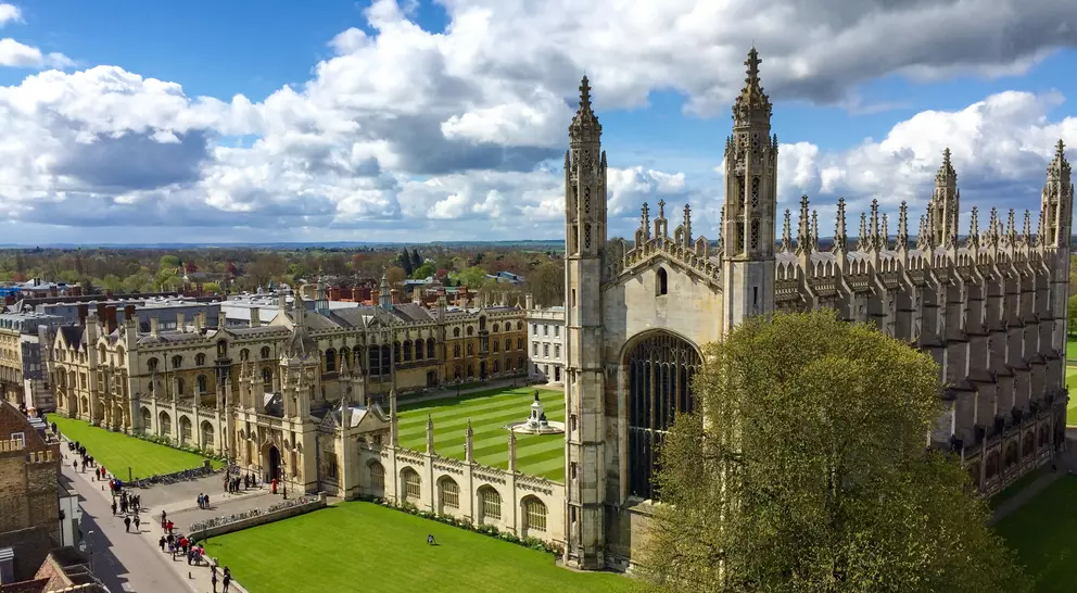 Aerial view of King's College at The University of Cambridge