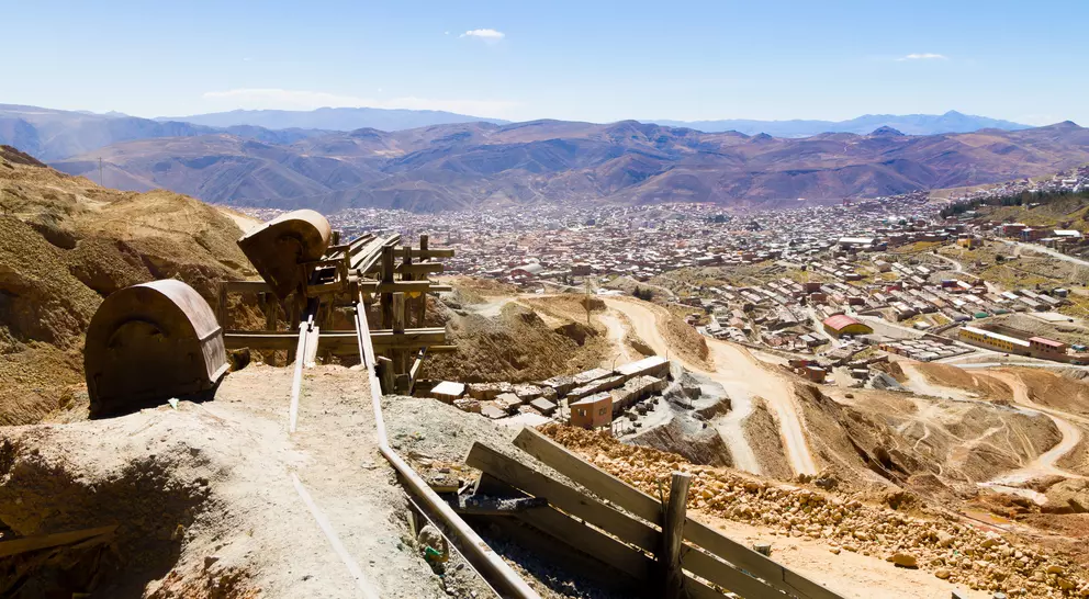 View from atop former silver mine overlooking Potosi, a historical mining city