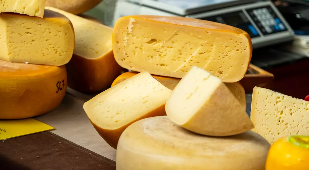 Cheese rolls, pieces at the farmers market, handmade.