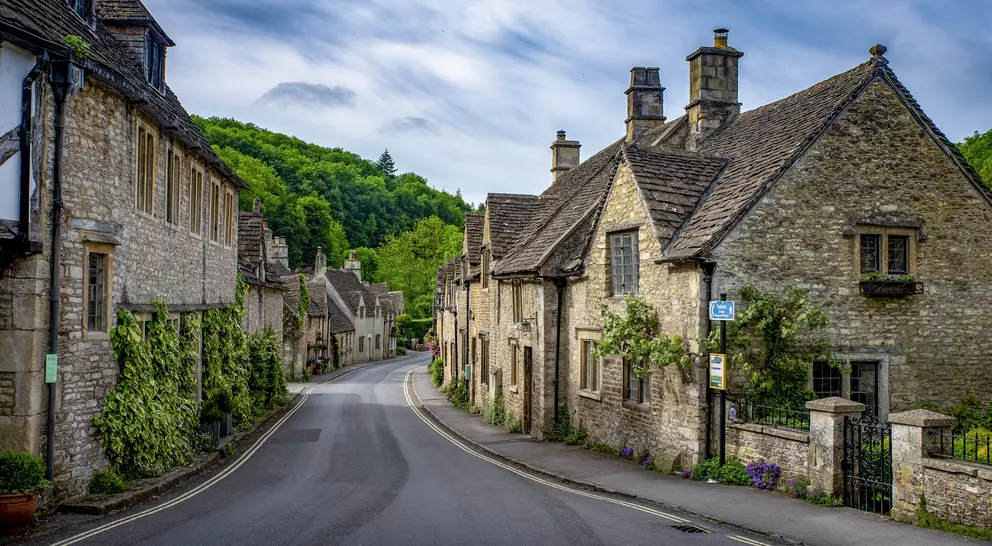 A shot of brick stone houses on the Main Street