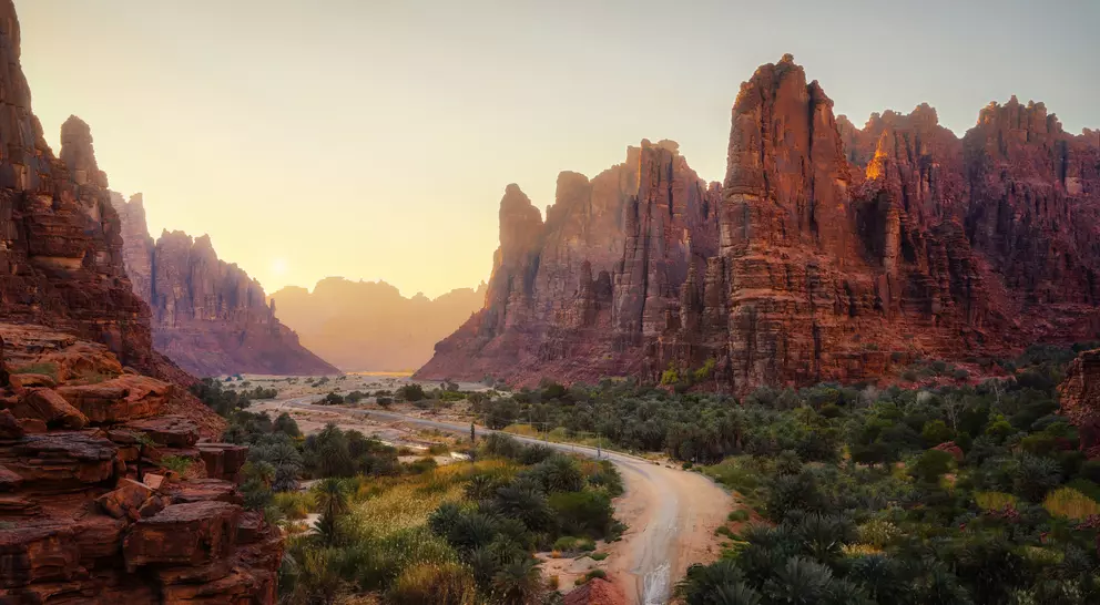 Wadi al Disah Canyon, one of six sandstone canyon-like valleys in Saudi Arabi