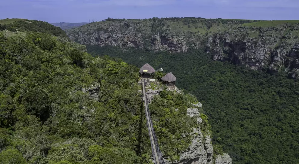 Lake Eland Nature reserve in Oribi gorge with a hanging suspension bridge South Africa