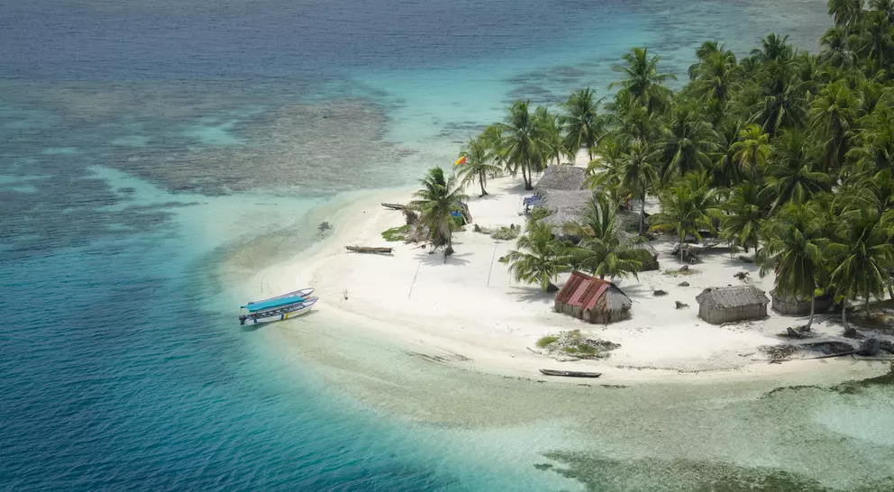 Aerial view of a tropical island