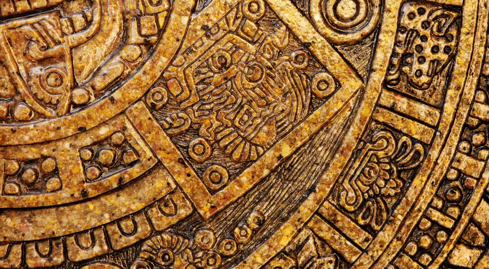 Aztec calender ceramic tile decor.