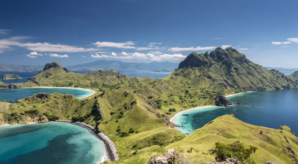 Aerial view of the island at the famous park known for it's namesake resident the Komodo Dragon