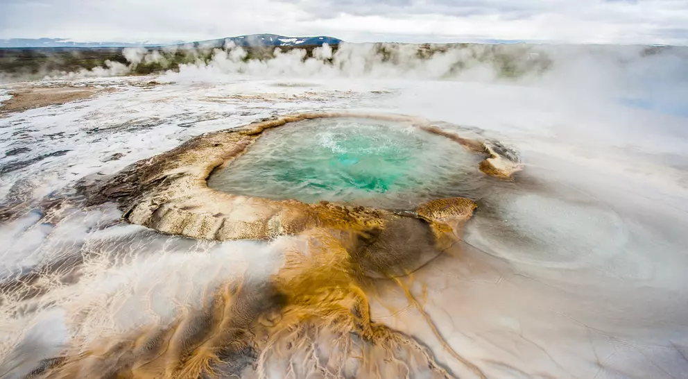 Pool with boiling geothermal water at Hveravellir is actually in the heart of Iceland