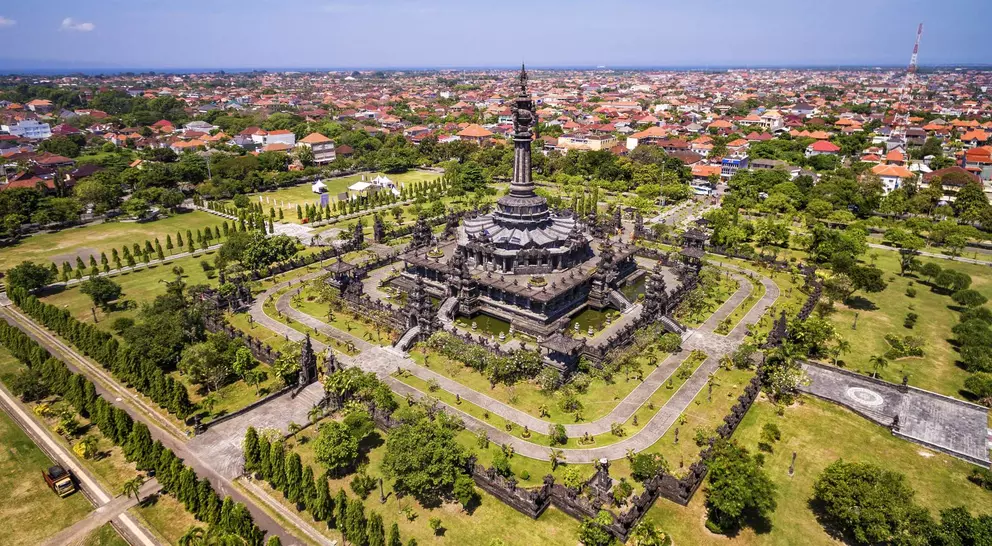 Aerial View of Bajra Sandhi Monument in Denpasar, Bali, Indonesia