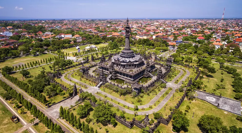 Aerial View of Bajra Sandhi Monument in Denpasar, Bali, Indonesia