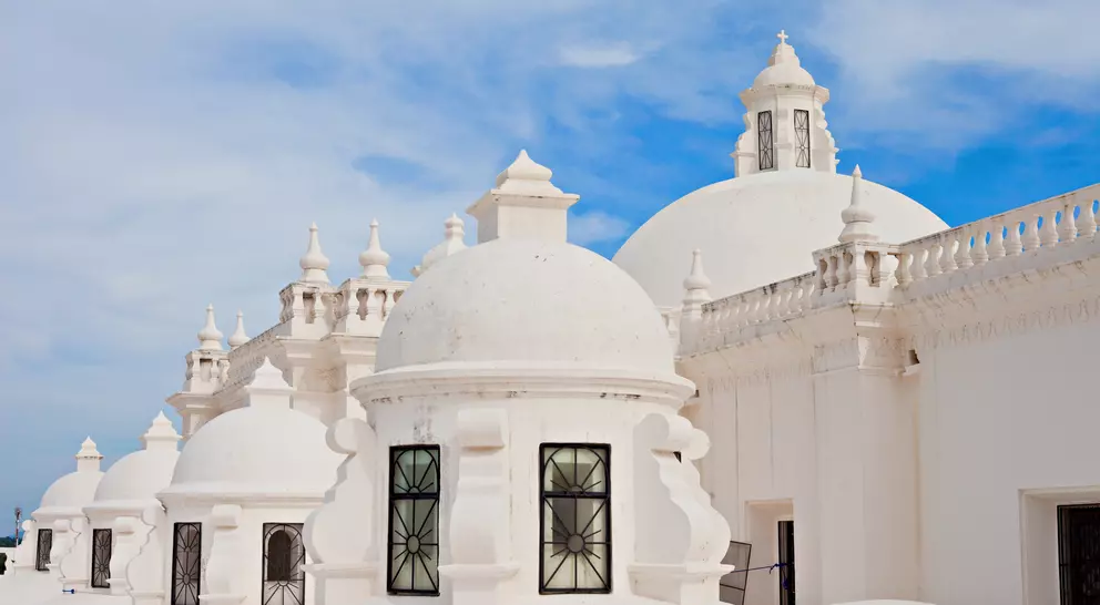 Whitewashed roof domes and cupolas of the Cathedral of León, the largest cathedral in Central America