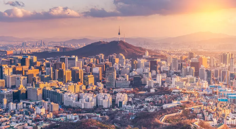 Sunset view of Seoul City Skyline, South Korea