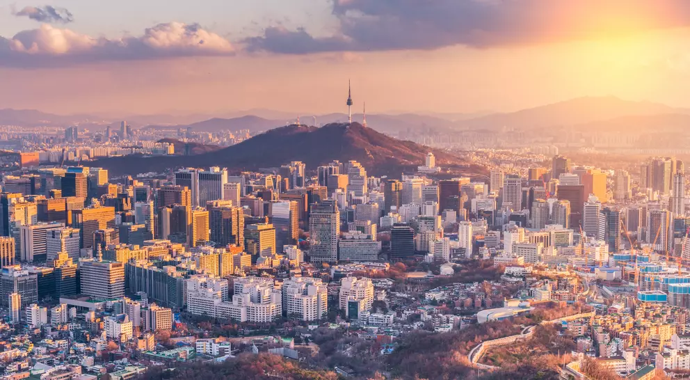 Sunset view of Seoul City Skyline, South Korea