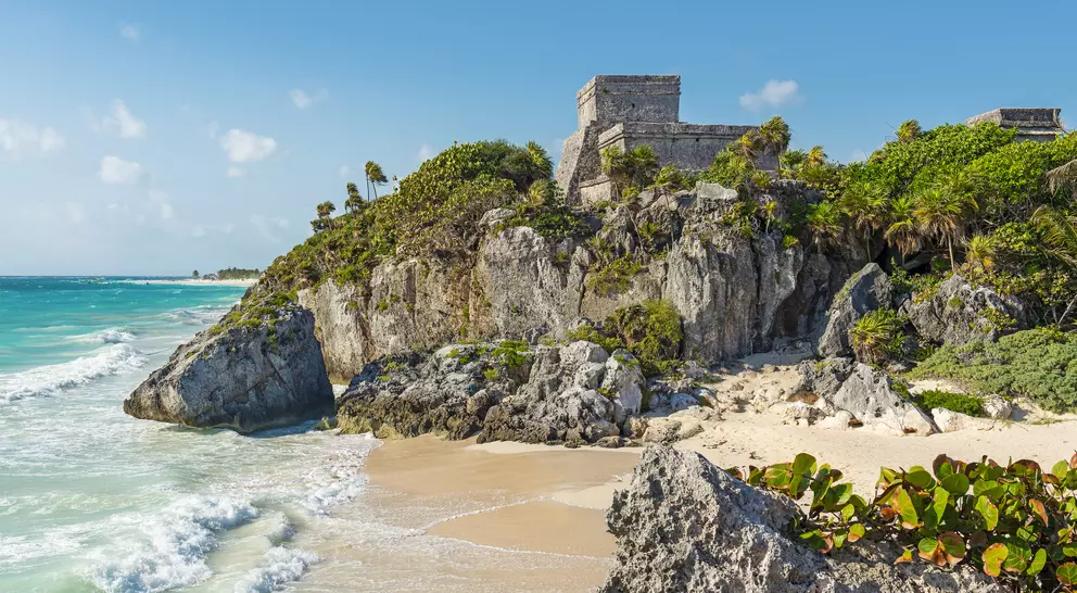 Mayan ruins along the beach of Tulum in Mexico