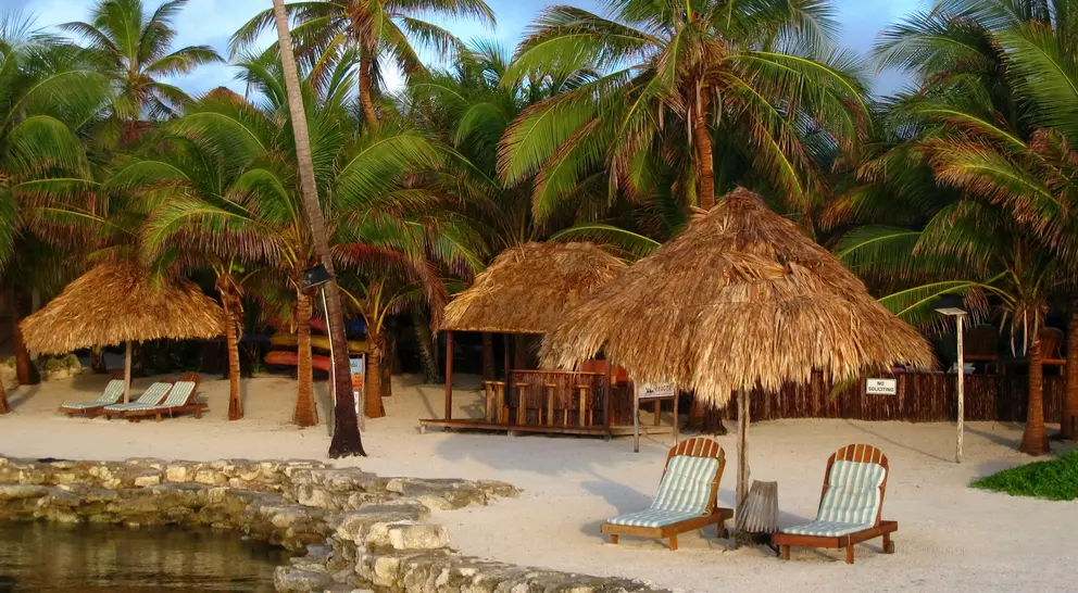 Tropical Resort in Morning Light at Ambergris Caye, Belize.