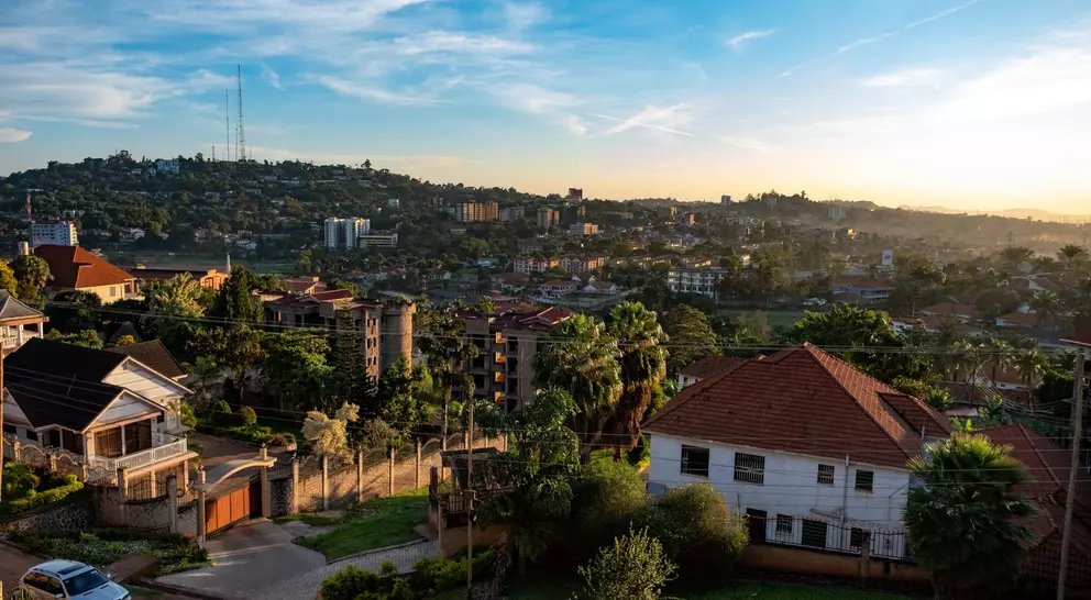 a landscape view of Kampala, the Ugandan capital at sunrise