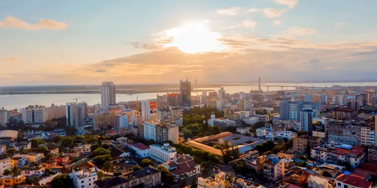 Soak up the vibrant city of Maputo, Mozambique, from above in this stunning aerial photograph. 