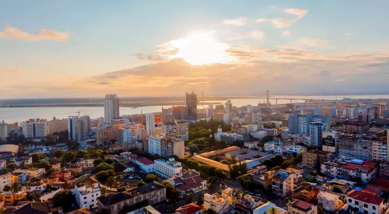 Soak up the vibrant city of Maputo, Mozambique, from above in this stunning aerial photograph. 