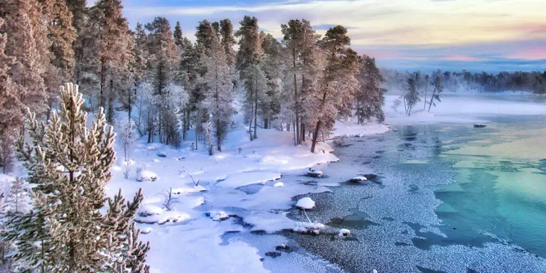Splendid colorful landscapes in the north of Finnish Lapland around the town of Ivalo.