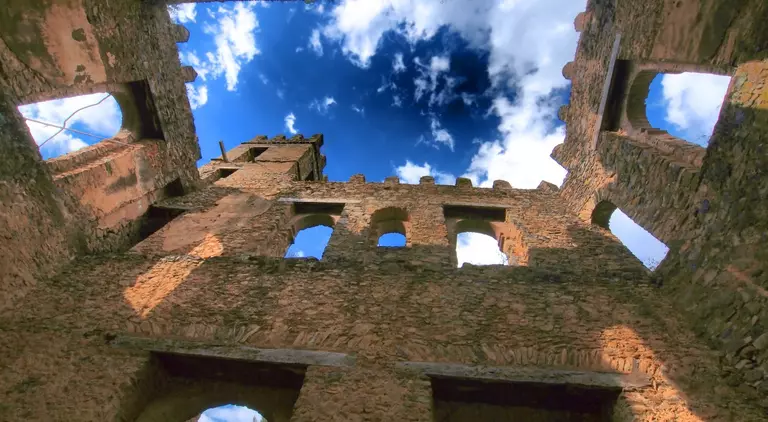 Roofless room at the Royal Grounds in Gondar Ethiopia