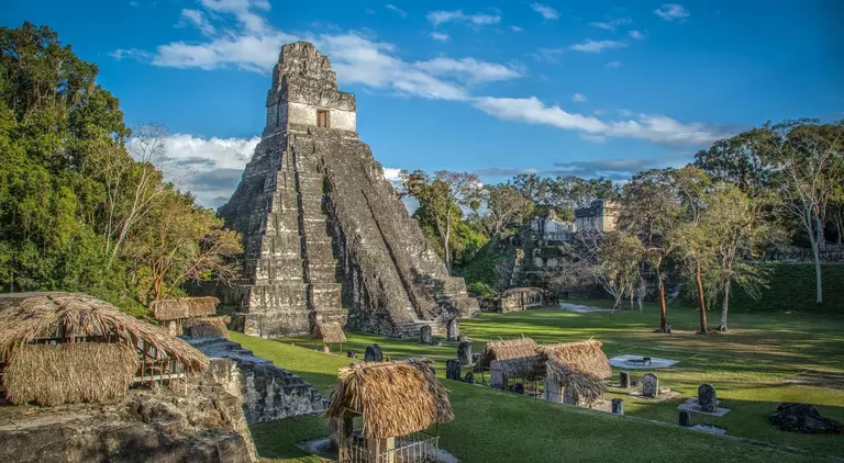 Tikal Temple I located at Tikal, one of the largest cities and archaeological sites of the pre-Columbian Maya civilization in Mesoamerica