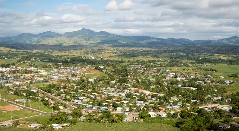 aerial view of Nadi, the capital town of Fiji
