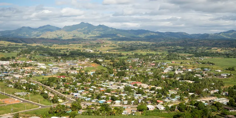aerial view of Nadi, the capital town of Fiji