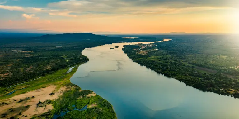 Aerial view on the river and surrounding areas