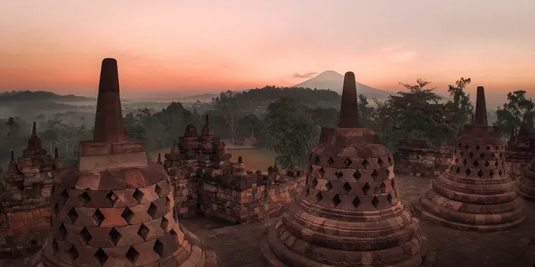 Vortex cloud formations above Borobudur Temple in Central Java, Indonesia