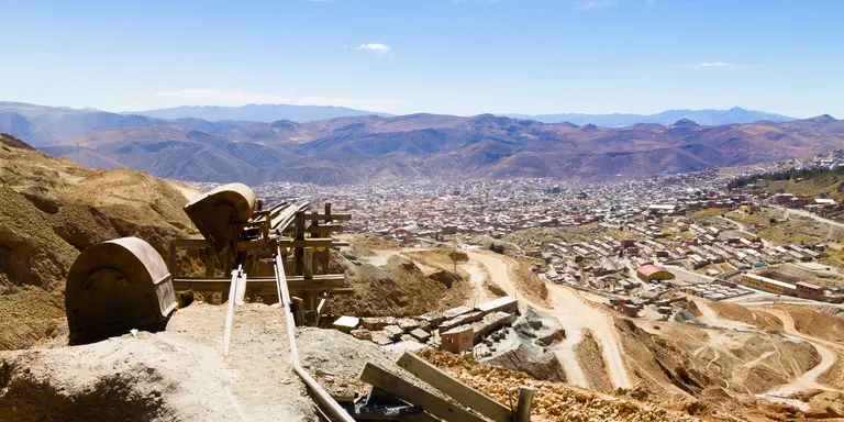 View from atop former silver mine overlooking Potosi, a historical mining city