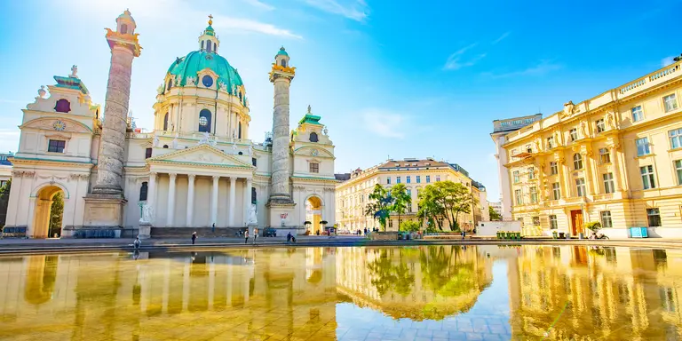 Scenic view of Charle's Church (Karlskirche) in Vienna old town