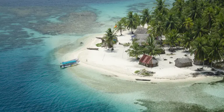 Aerial view of a tropical island