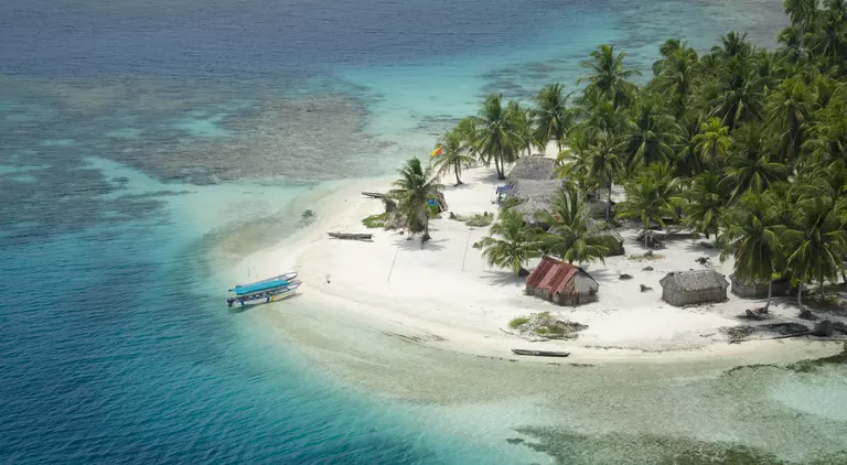 Aerial view of a tropical island