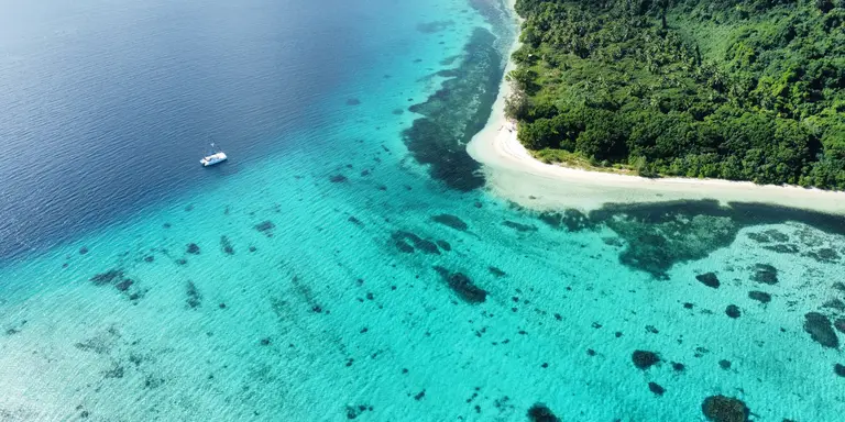 Aerial view of island coast