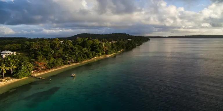 Aerial view of coast of Tonga