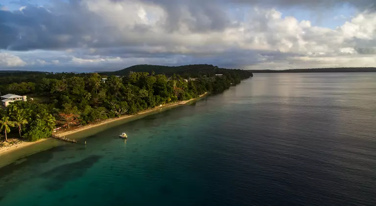 Aerial view of coast of Tonga
