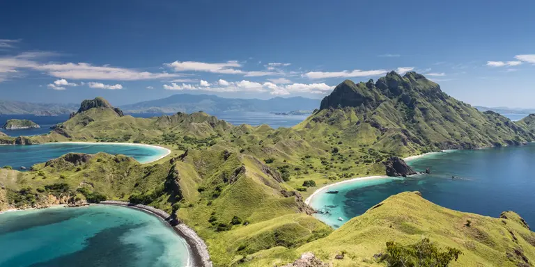Aerial view of the island at the famous park known for it's namesake resident the Komodo Dragon