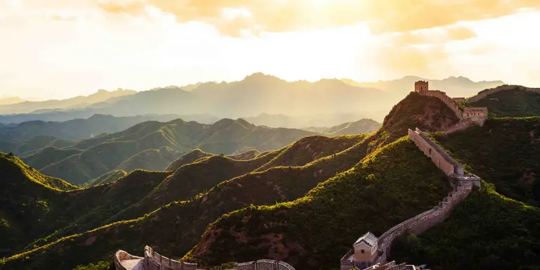 Great Wall of China under sunshine, is the largest man-made project in the world spanning over 20,000 km