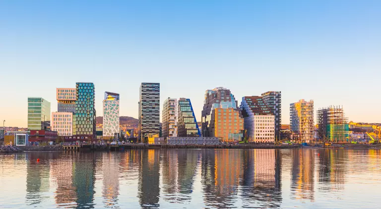 Modern building with their reflection into the wate