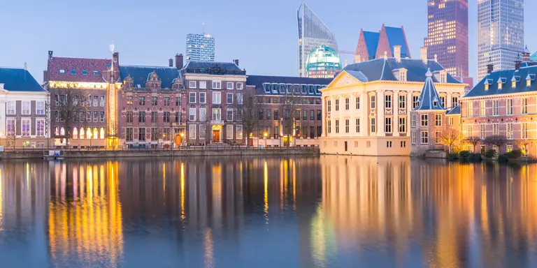 Binnenhof palace, place of Parliament in The Hague at dusk
