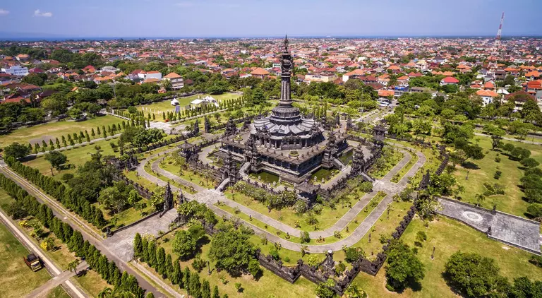 Aerial View of Bajra Sandhi Monument in Denpasar, Bali, Indonesia