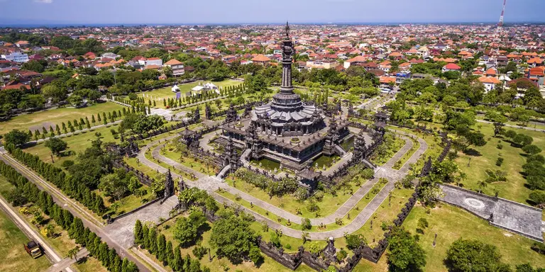 Aerial View of Bajra Sandhi Monument in Denpasar, Bali, Indonesia