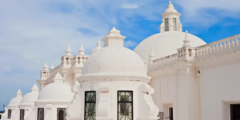 Whitewashed roof domes and cupolas of the Cathedral of León, the largest cathedral in Central America