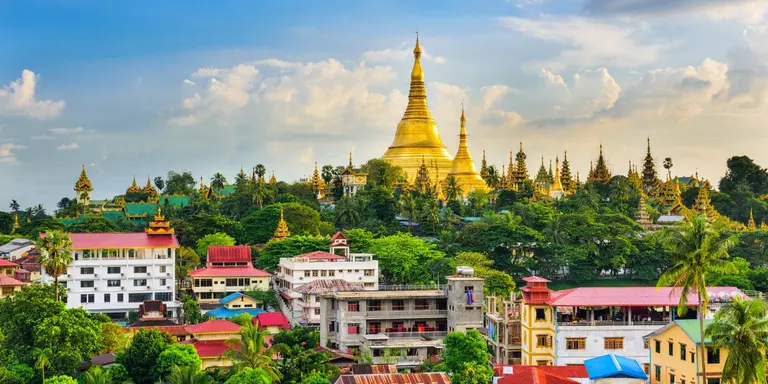 Yangon, Myanmar skyline with Shwedagon Pagoda