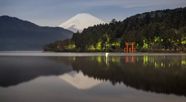 Lake Ashi, also referred to as Hakone Lake or Ashinoko Lake, is a scenic crater lake that lies along the southwest wall of the caldera of Mount Hakone