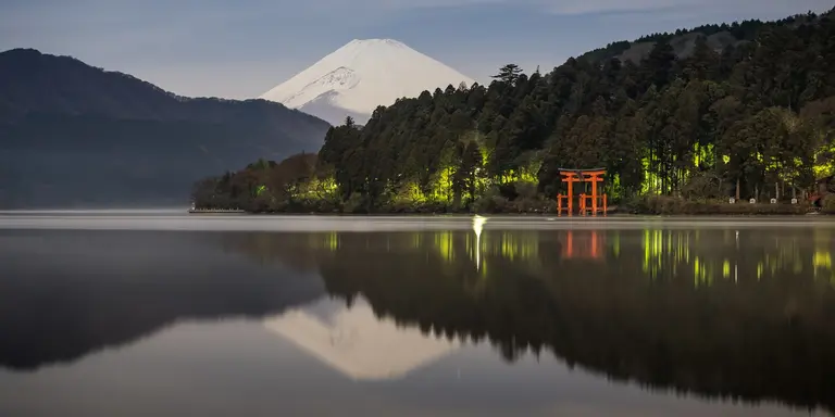 Lake Ashi, also referred to as Hakone Lake or Ashinoko Lake, is a scenic crater lake that lies along the southwest wall of the caldera of Mount Hakone