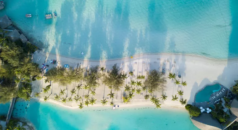 Aerial view of beach and waters