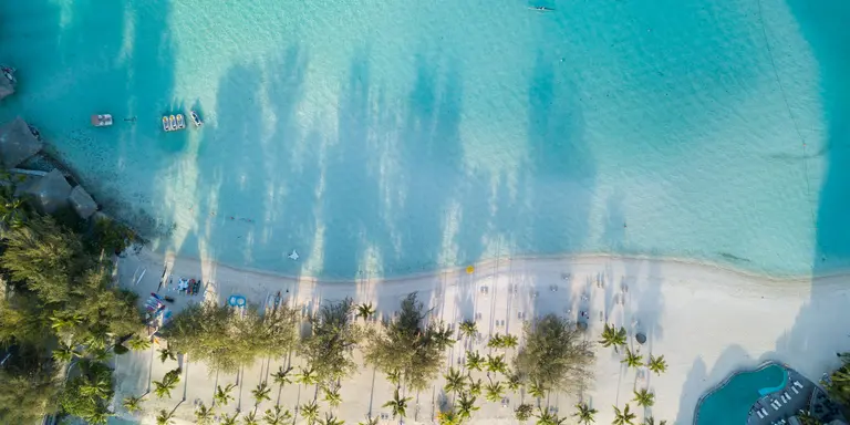 Aerial view of beach and waters