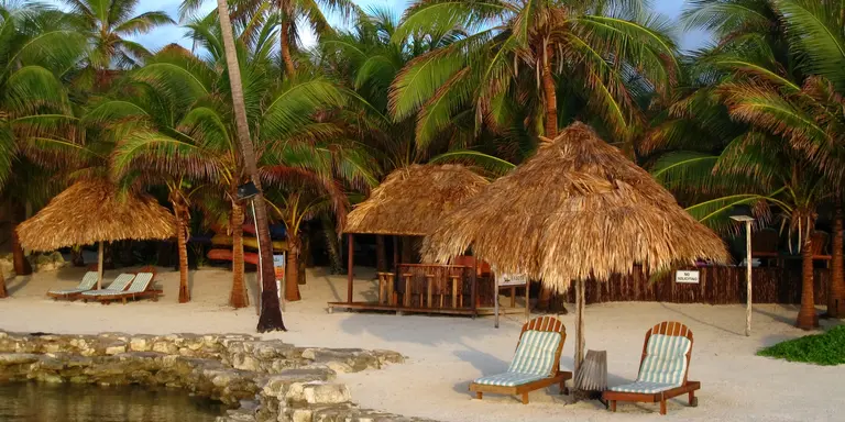 Tropical Resort in Morning Light at Ambergris Caye, Belize.
