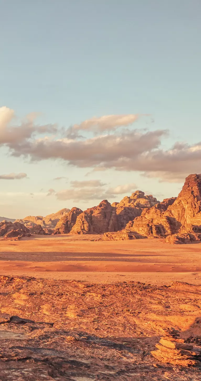 Red Mars like landscape in Wadi Rum desert, Jordan