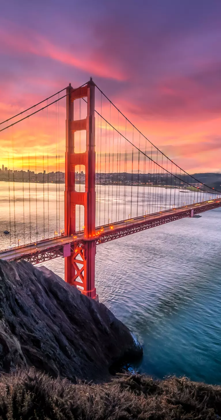 Awesome sunrise in Golden Gate Bridge, San Francisco, California, USA